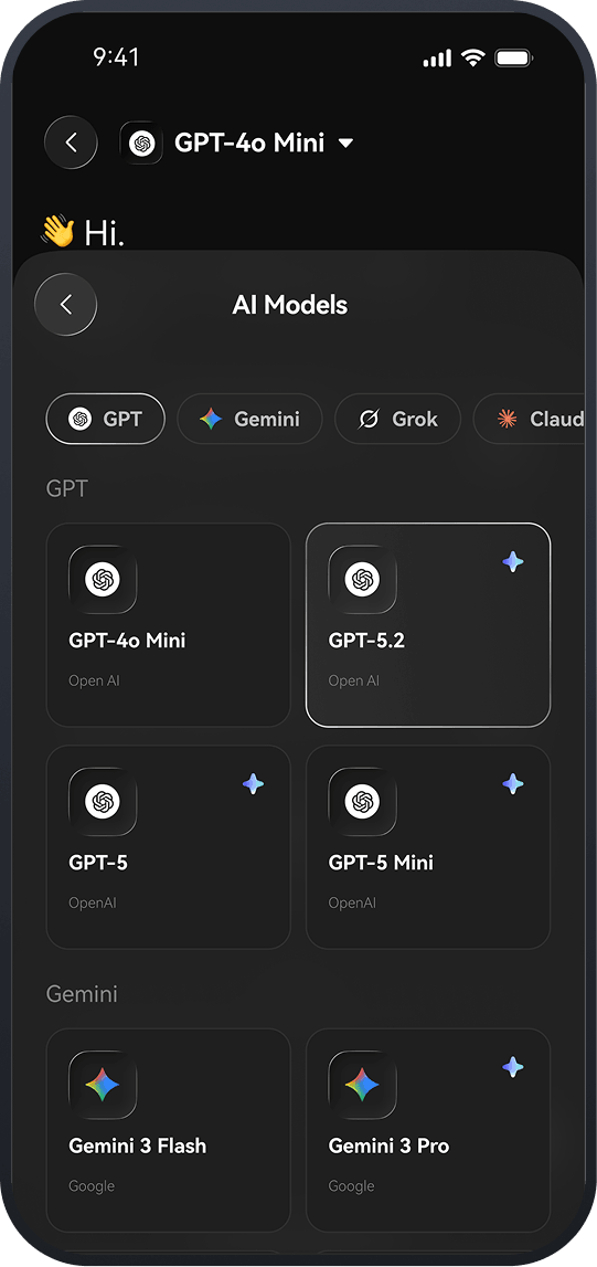 VIB AI models screen